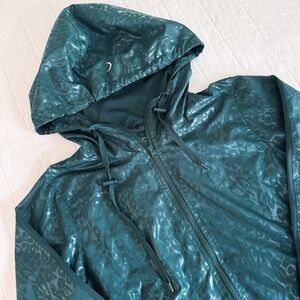 Zyia Active Greed Leopard Hooded Bomber Windbreaker‎ Jacket Women's SMALL